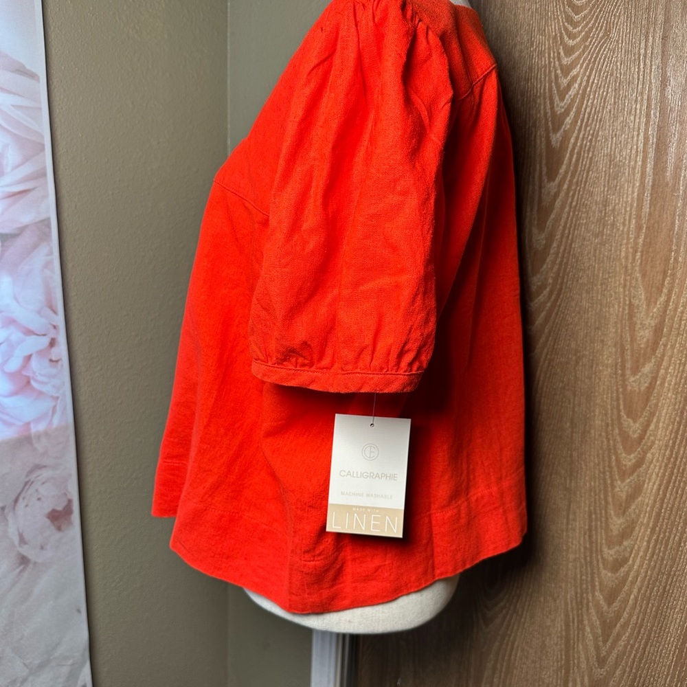 Chic Scarlet Button-Front Blouse - image 2